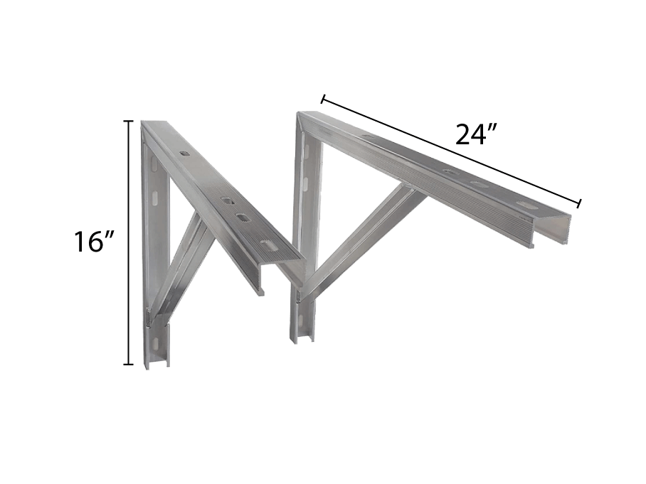 Comfort Temps Aluminum Wall Brackets 24x16 with Dimensions Indicated for 9K and 12K BTU Mini Split Outdoor Units