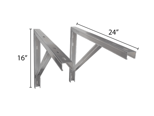 Comfort Temps Aluminum Wall Brackets 24x16 with Dimensions Indicated for 9K and 12K BTU Mini Split Outdoor Units