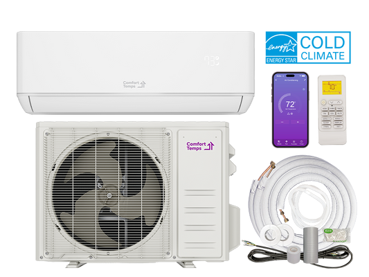Comfort Temps Pro Series 24 SEER SEER2 Mini Split Heat Pump with Installation Kit and Energy Star Certification for Energy Efficient Systems