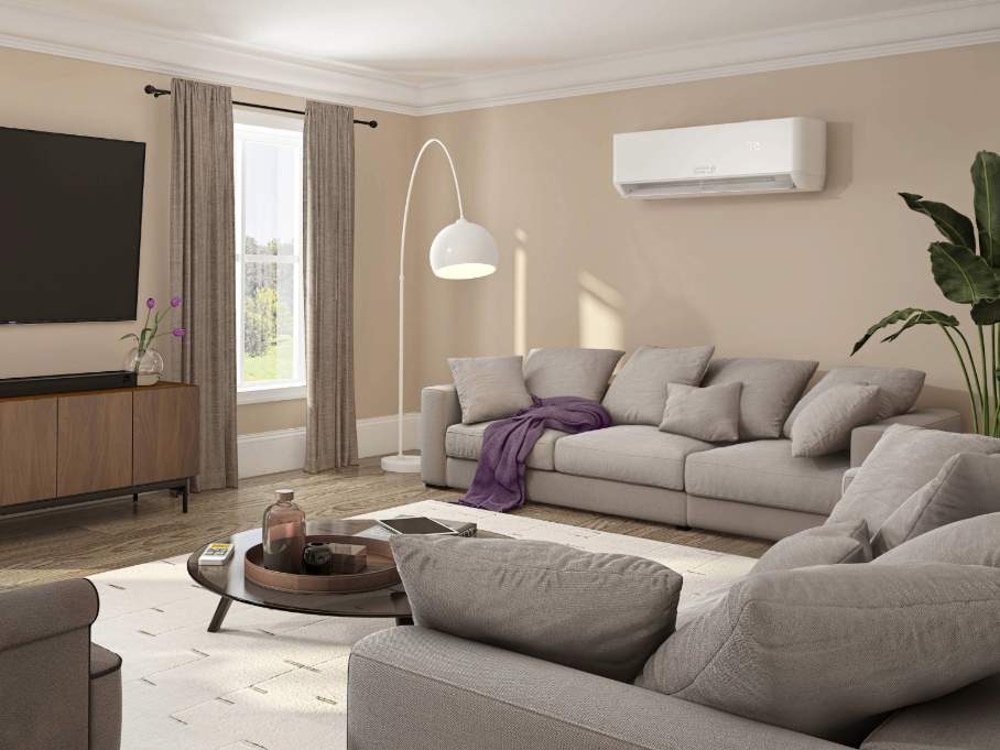 Comfort Temps Pro Series 24 SEER SEER2 Mini Split Heat Pump with Energy Star Installed in Living Room - Energy Efficient
