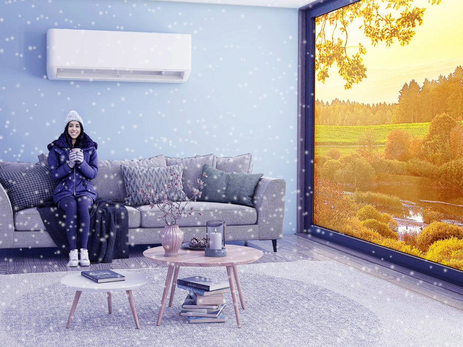 Oversized mini split ductless heat pump in a room, demonstrating the impact of using too powerful a system for the room size and specifications