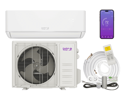 Comfort Temps Pro Series 24 SEER SEER2 Mini Split Heat Pump with Installation Kit and Energy Star Certification for Energy Efficient Systems